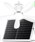 Outdoor Solar Ceiling Fan With Light 21 Inch Portable 30W Remote Controlled Wireless Battery Powered for Camping RVs Tents