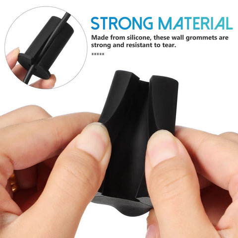 Hefty Silicone Wall Grommets 4 Pack Plug Cable Holes For Desk Setup To Banish Messy Cords And Shield Wires With Smooth Pass Through Design, black silicone