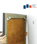 Rock Solid Self Leveling Sawtooth Picture Frame Wall Hangers For Wood Art Displays With No Hassle Easy Install Hardware Kit Holds Up To Thirty Pounds Super Legit Five Piece Set, showing installation of wall hanger on a frame.