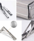 Heavy Hitting Foldable Wall Mount Shelf Brackets One Pair Stainless Steel L Shaped Corner Brace with sturdy support mechanism.