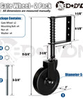 Diagram of 5 Inch Heavy Duty Gate Caster With Side Brake And Spring Loaded Shock Absorption 360 Degree Rotating Wheel 2 Pack