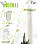 3 In 1 Door Alarm With Delay Chime And Siren Left Open Alert Gate Ajar Notifier installation instructions on window.
