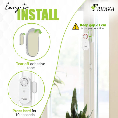 3 In 1 Door Alarm With Delay Chime And Siren Left Open Alert Gate Ajar Notifier installation instructions on window.