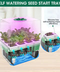 Self Watering Seed Starter Tray With Grow Light 60-Cell 5-Pack Reusable Seedling Trays Silicone Humidity Dome for indoor planting