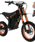 Electric Dirt Bike For Teens And Adults With 3000W Peak Mid Drive Motor 200NM Torque, side view with orange accents.