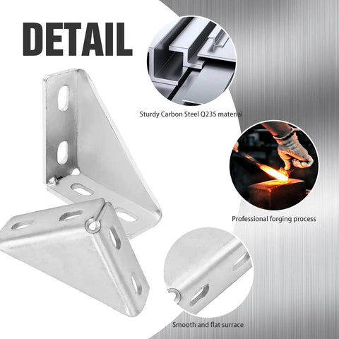 8 Pack 90 Degree Gusseted Fittings For 1-5/8 Inch Unistrut Channel, detail view of steel 4-hole gusset corner brace