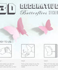 How-to guide for applying 24 Pack Pink Kawaii 3D Butterfly Wall Stickers Removable Mural Decals for Home and Girls Room Decor.
