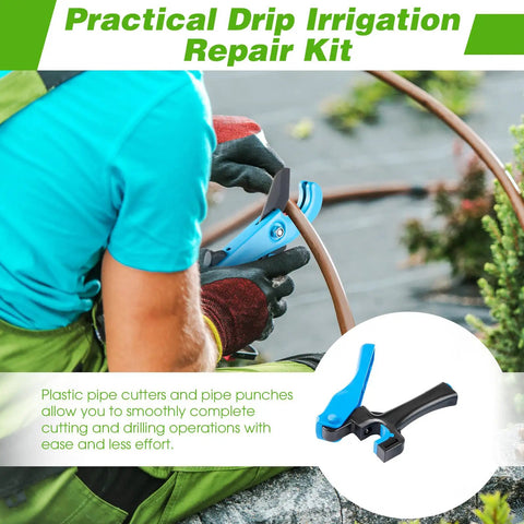 Person using Drip Irrigation Tubing Cutter And Hole Punch Tool for garden PE pipe