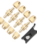 Four Piece Solid Brass Reusable Fittings For One Quarter Inch ID PU Hose, Air Hose Splicer End Repair Kit with cutter and brass fittings