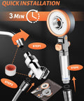 Installation guide for Heavy Duty Handheld Shower Head With High Pressure Turbo Spray For Skin And Hair Care, Hard Water Filtration System