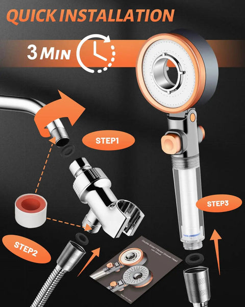 Installation guide for Heavy Duty Handheld Shower Head With High Pressure Turbo Spray For Skin And Hair Care, Hard Water Filtration System