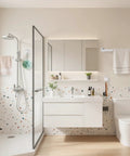 Bathroom with Brushed Stainless Steel 4 Piece Bathroom Hardware Set Wall Mounted With Towel Bar Towel Holder Robe Hook And Toilet Paper Holder Rust Resistant SUS304 Finish