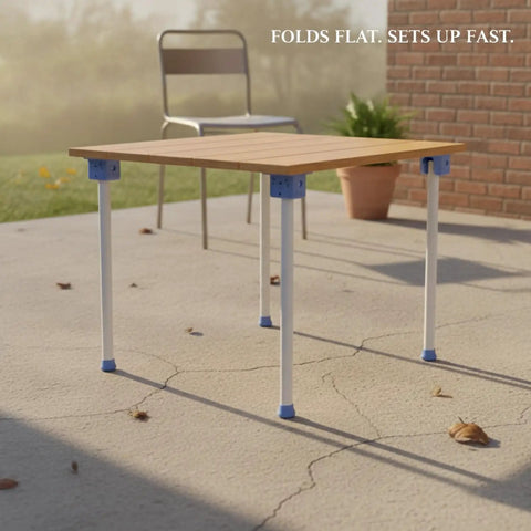 3.1 Inch Folded Profile Iron Table Legs Collapsible Support Stand For Temporary Dining And Outdoor Events in garden setup