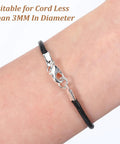 20 Sets Stainless Steel Necklace Clasps And End Caps For Jewelry Making 3MM ID Cord End Caps With Lobster Clasp on black cord bracelet