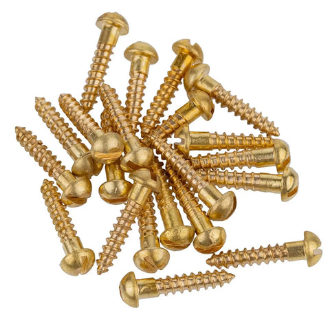 Dead Simple Install And Top Shelf Durability Premium Solid Brass Round Head Slotted Drive Wood Screws Smooth Self Tapping Design Flawless Cabinetry Mounting Sweet Brass Patina Pack Of One Hundred