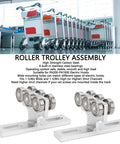 Heavy Duty 6 Wheel Trolley Assembly For Electric Hoist With Super Deep Groove Ball Bearings Loads Like A Champ On 1 5/8 Inch Struts And PA200 PA1000 Models, featuring stainless steel bearings.