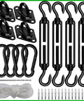 Pro Grade Heavy Duty 6 Inch 304 Stainless Sun Shade Hardware Kit For Triangle And Rectangle Sun Shade Sail Installation Awning Attachment Set For Patio Garden Outdoor Sun Protection Rain Shield 46 Pcs