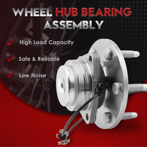 Front Wheel Bearing Hub Assembly With ABS 2WD Drop In Fit For 2007 Through 2014 Escalade ESV, Six Lug Front Left Or Right