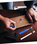 Person using Four Pack Woodworking Clamps Durable Spring Fixing Tools With Beefy Grip on wooden board for DIY projects