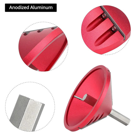 QWORK 2-in-1 PVC pipe deburring chamfer tool; red aluminum; inner/outer reamer for 0.75–3.5 in OD and 0.92–3.89 in ID