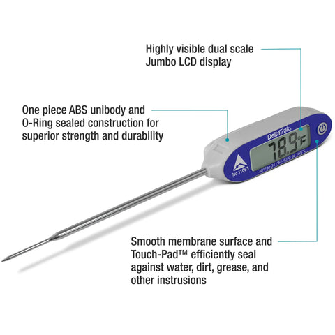 Jumbo Display Digital Thermometer With Needle Probe And Auto Cal Ultra Easy Read LED Screen for grilling and kitchen cooking indoors