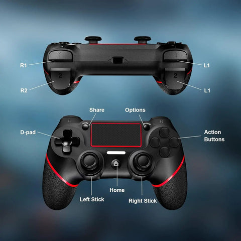 Wireless PS4 Controller For PS4 Pro Slim And Windows PC With 3.5mm Audio Jack Touch Pad Six Axis Motion Control front and back view