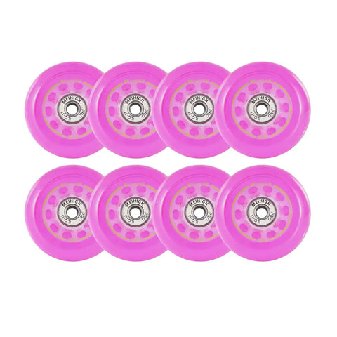 Pink Dope Inline Skate Wheels 64mm 85A With Bearings 8 Pack For Outdoor And Indoor Roller Blades Replacement Wheels Durable PU Set