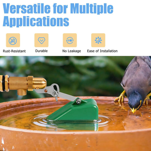 Half Inch Brass Float Valve With Adjustable Arm And 40 PSI Water Level Controller in use on bird water fountain