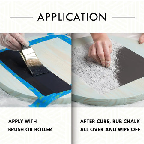 Go To Brush On Chalkboard Paint For Interior Use Oil Based Black 30 Oz application on wood with brush, curing process shown