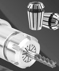 Dope 3PC Spring Steel Collet Chuck Set With Wrench For Milling And Cnc Lathe Engraving Tools featuring ER collets and a drill bit.