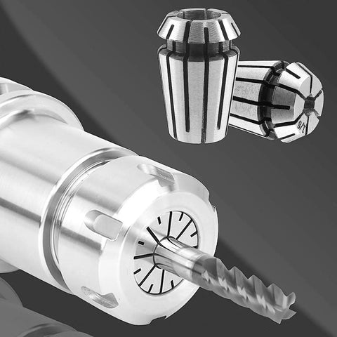 Dope 3PC Spring Steel Collet Chuck Set With Wrench For Milling And Cnc Lathe Engraving Tools featuring ER collets and a drill bit.