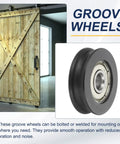 U Groove Ball Bearing Roller Wheels 6 X 27 X 8mm Nylon Pulley Guide Wheel Stainless Steel Track Wheel Built To Last No Squeak Heavy Duty Replacement For Sliding Doors And Windows Black Pack Of 4 on barn door track