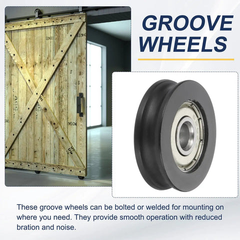 U Groove Ball Bearing Roller Wheels 6 X 27 X 8mm Nylon Pulley Guide Wheel Stainless Steel Track Wheel Built To Last No Squeak Heavy Duty Replacement For Sliding Doors And Windows Black Pack Of 4 on barn door track