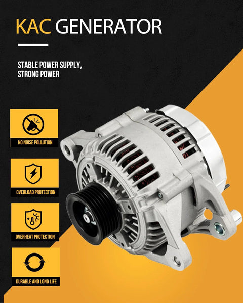 High Output 117Amp Alternator Replacement For Jeep Wrangler 2001 2006 L6 4L With OEM Numbers, front and side view against orange background