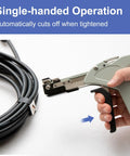 Smooth Operator Metal Zip Tie Cutter And Stainless Steel Cable Gun with large grip for single-handed operation and auto cut feature.