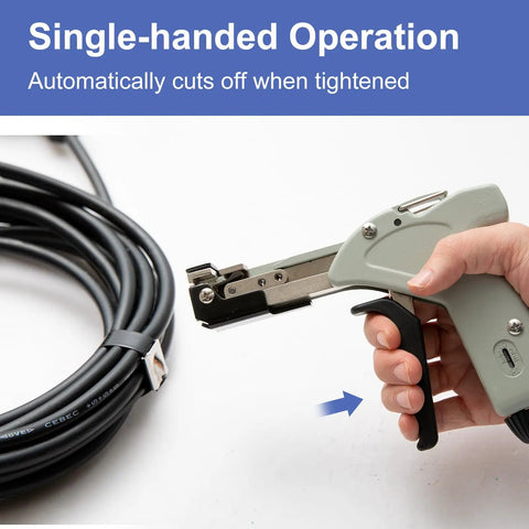 Smooth Operator Metal Zip Tie Cutter And Stainless Steel Cable Gun with large grip for single-handed operation and auto cut feature.