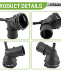 Upper Radiator Coolant Pipe Connector Hose For Volkswagen Jetta Golf Passat Tiguan Beetle CC 2006 2017 And Audi A3 S3 TT 2007 2014 Replacement OEM Grade Parts 3C0122291 3C0122291D 3C0122291C, black pipe, multiple views