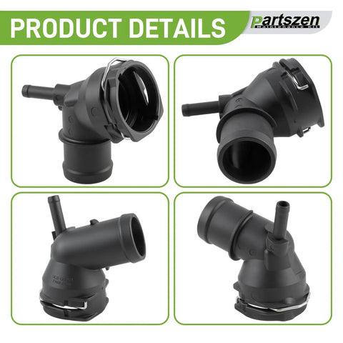 Upper Radiator Coolant Pipe Connector Hose For Volkswagen Jetta Golf Passat Tiguan Beetle CC 2006 2017 And Audi A3 S3 TT 2007 2014 Replacement OEM Grade Parts 3C0122291 3C0122291D 3C0122291C, black pipe, multiple views