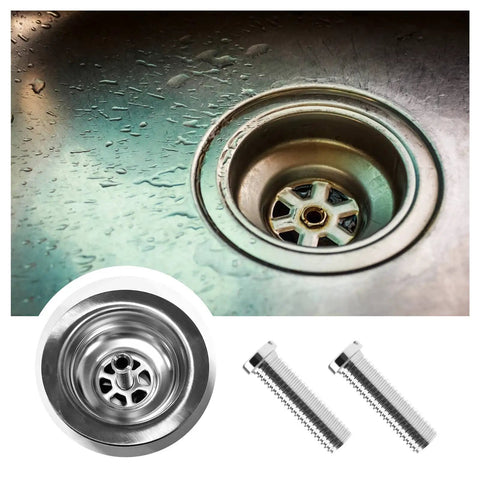 Two Pack Stainless Steel Sink Strainer Screws 304 Thickened Threaded Connector M12 For Wash Basin Drainage, shown near sink