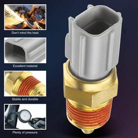 Coolant temperature sensor for Ford/Lincoln/Mercury (F5AF-12A648-AA); brass threaded body and gray plastic top.