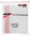 Red Line 9x12 Inch Zipper Reclosable Bags, 4 Mil Clear Poly Bags Food Safe, Easy Seal, Transparent Storage Bags Pack of 200 for Organization and Kitchen Use; 100-bag pack