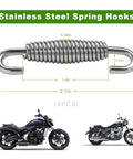 4-pack stainless steel motorcycle exhaust muffler springs with hooks, 52.7mm length, universal fit.