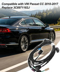 Left Rear Trunk Lid Wiring Harness For Vw Passat Cc 2010 To 2017 Oem Replacement 3C8971182J with connectors beside a moving car.