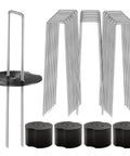 Pro Grade Heavy Duty Galvanized Landscape Staples Set 100 Pcs U Shaped Garden Stakes 6 Inch 11 Gauge With 50 Gaskets For Weed Barrier Fabric Grass Sod Artificial Turf And Yard Landscaping