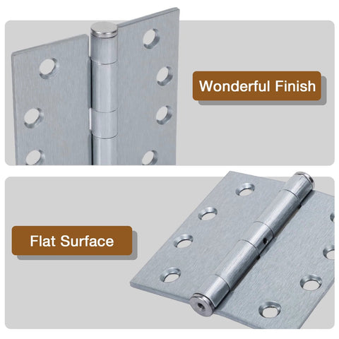 Three Pack Satin Chrome Door Hinges Four And A Half Inch By Four Inch Heavy Duty Industrial Grade Full Mortise Interior Exterior Hinges