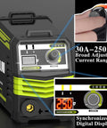 Portable 110V 250A MMA ARC Welder for Home DIY with digital display and adjustable current knob, lightweight and compact design