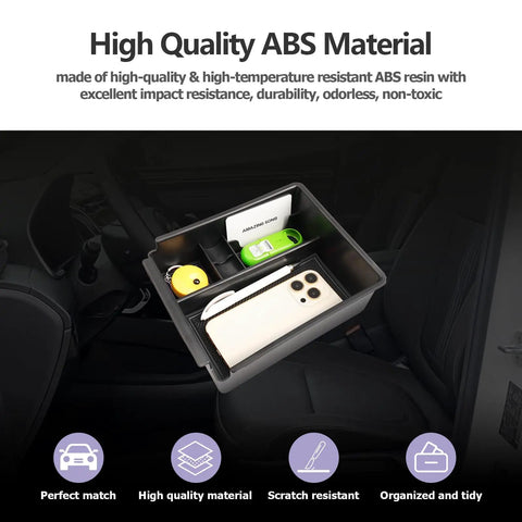 Center Console Organizer for 2022 2023 2024 2025 2026 Hyundai Tucson SEL SE XRT Armrest Storage Box shown in car seat view