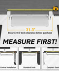 Under Desk Keyboard Tray With Smooth Pull Out Track, Ergonomic Mouse Platform For Office Space Hack, showing measurement for clearance.