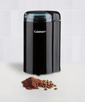 One Touch Control Coffee Grinder With Stainless Steel Blades And Bowl 2.5 Oz 70 G Capacity next to ground coffee and beans