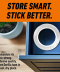 Storage tip for Heavy Duty White Duct Tape 1.88 Inch Wide, 30 Yard Roll Pack Of 2 in a drawer with product text overlay